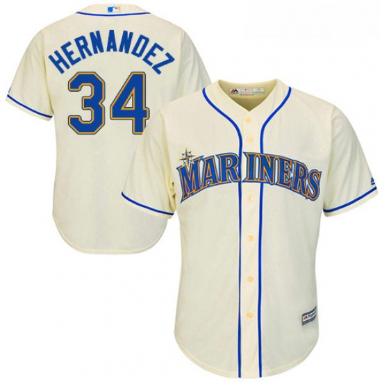 Youth Majestic Seattle Mariners 34 Felix Hernandez Replica Cream