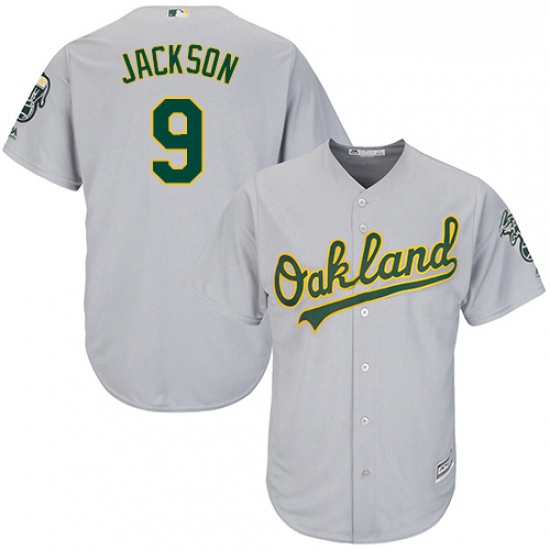 Youth Majestic Oakland Athletics 9 Reggie Jackson Authentic Grey Road Cool Base MLB Jersey