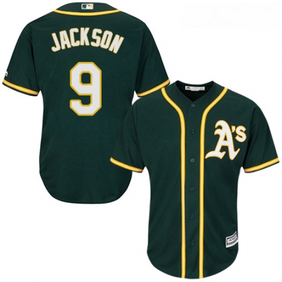 Youth Majestic Oakland Athletics 9 Reggie Jackson Replica Green Alternate 1 Cool Base MLB Jersey