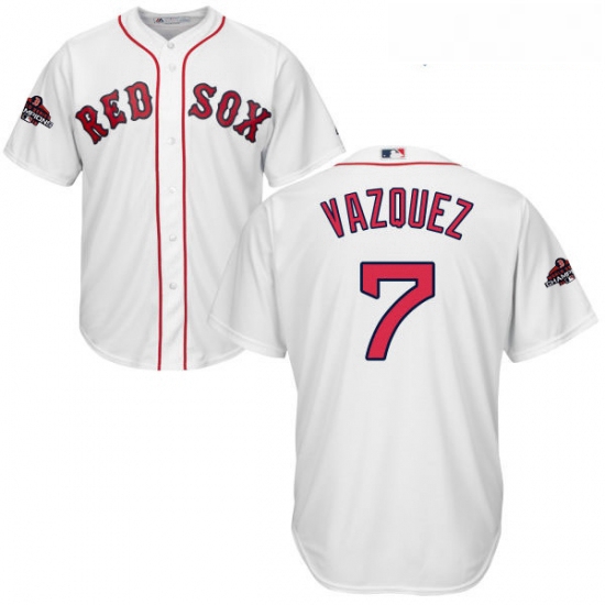 Youth Majestic Boston Red Sox 7 Christian Vazquez Authentic White Home Cool Base 2018 World Series C