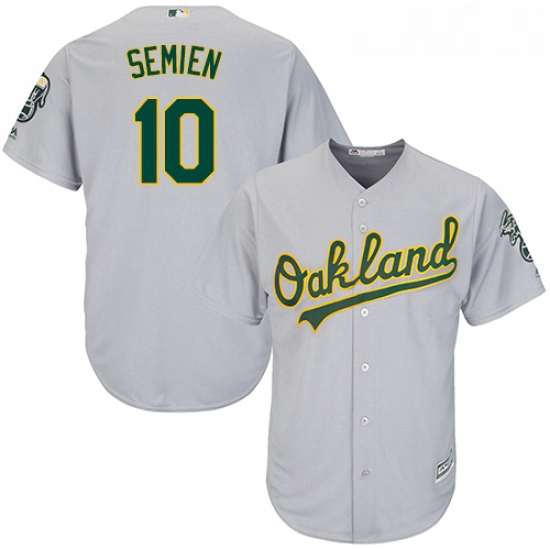 Youth Majestic Oakland Athletics 10 Marcus Semien Authentic Grey Road Cool Base MLB Jersey