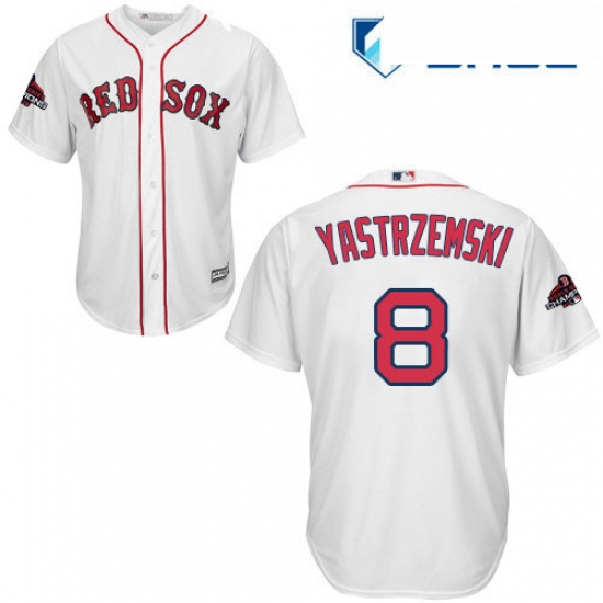 Youth Majestic Boston Red Sox 8 Carl Yastrzemski Authentic White Home Cool Base 2018 World Series Ch