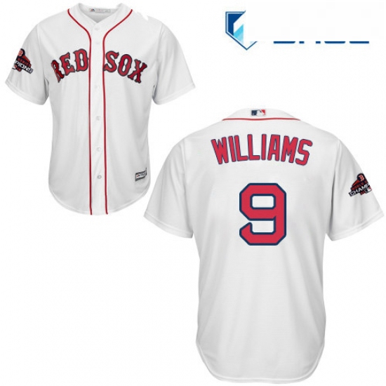 Youth Majestic Boston Red Sox 9 Ted Williams Authentic White Home Cool Base 2018 World Series Champi