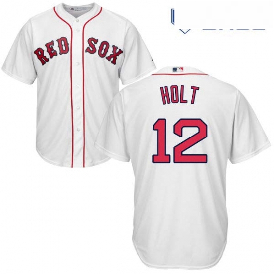Youth Majestic Boston Red Sox 12 Brock Holt Authentic White Home
