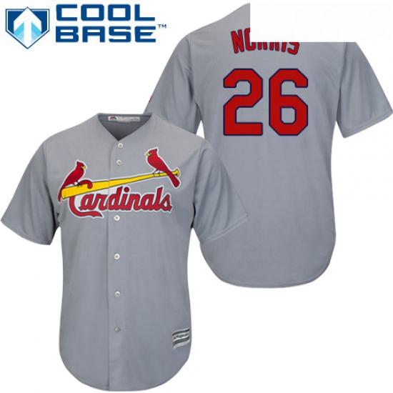 Youth Majestic St Louis Cardinals 26 Bud Norris Authentic Grey Road Cool Base MLB Jersey