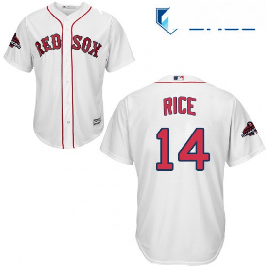 Youth Majestic Boston Red Sox 14 Jim Rice Authentic White Home Cool Base 2018 World Series Champions