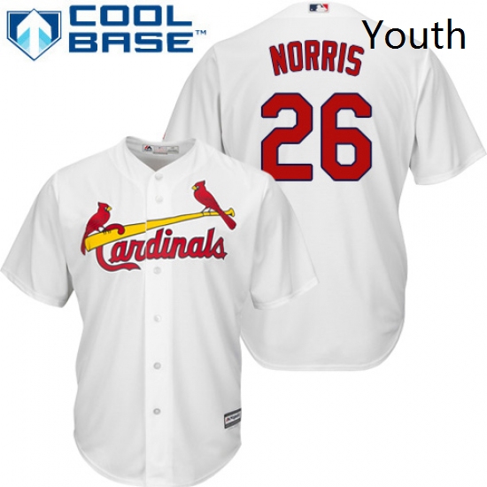 Youth Majestic St Louis Cardinals 26 Bud Norris Authentic White Home Cool Base MLB Jersey