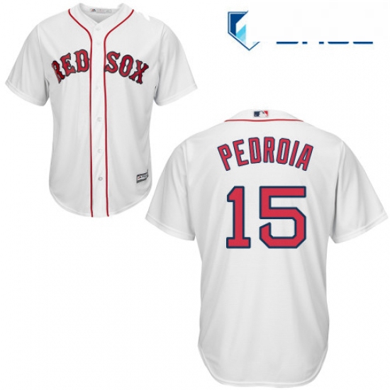 Youth Majestic Boston Red Sox 15 Dustin Pedroia Replica White Ho