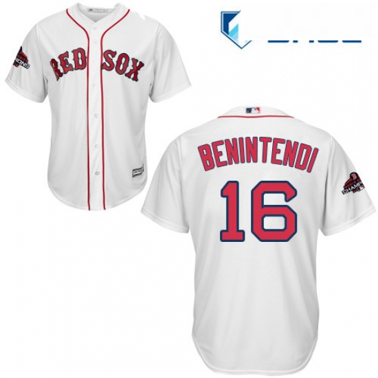 Youth Majestic Boston Red Sox 16 Andrew Benintendi Authentic White Home Cool Base 2018 World Series 