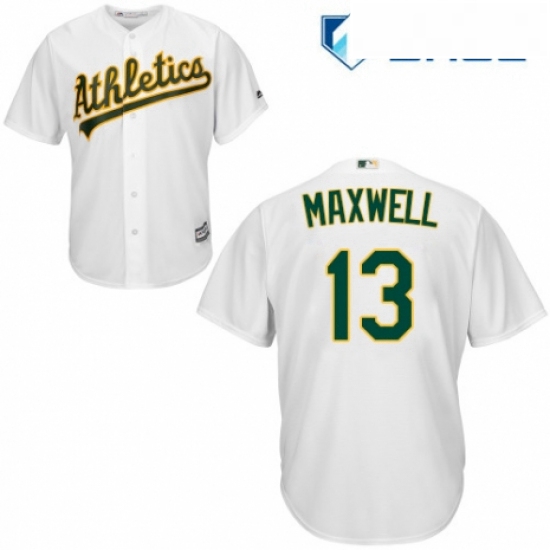 Youth Majestic Oakland Athletics 13 Bruce Maxwell Authentic White Home Cool Base MLB Jersey