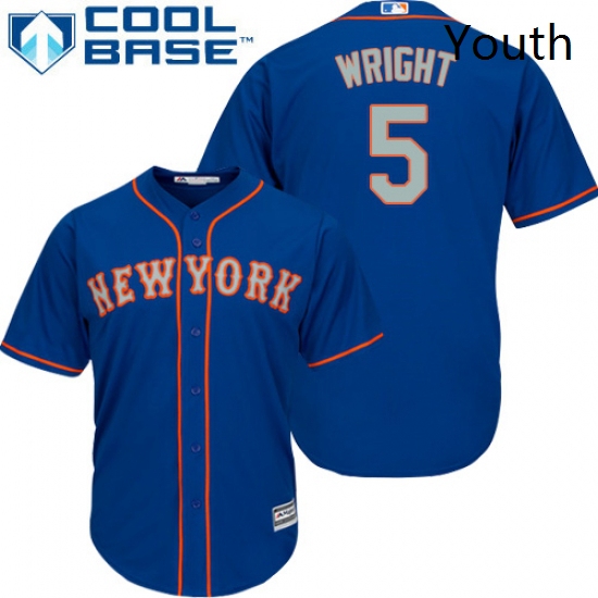 Youth Majestic New York Mets 5 David Wright Authentic Royal Blue