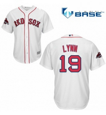 Youth Majestic Boston Red Sox 19 Fred Lynn Authentic White Home Cool Base 2018 World Series Champion