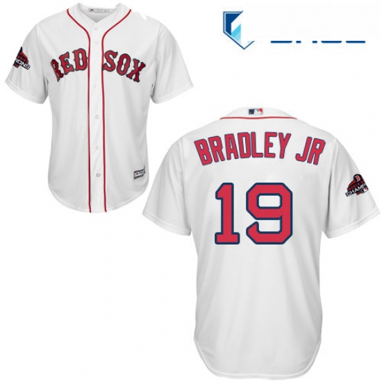 Youth Majestic Boston Red Sox 19 Jackie Bradley Jr Authentic White Home Cool Base 2018 World Series 