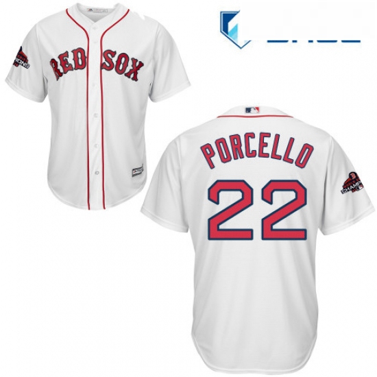 Youth Majestic Boston Red Sox 22 Rick Porcello Authentic White Home Cool Base 2018 World Series Cham