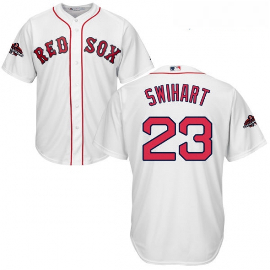 Youth Majestic Boston Red Sox 23 Blake Swihart Authentic White Home Cool Base 2018 World Series Cham