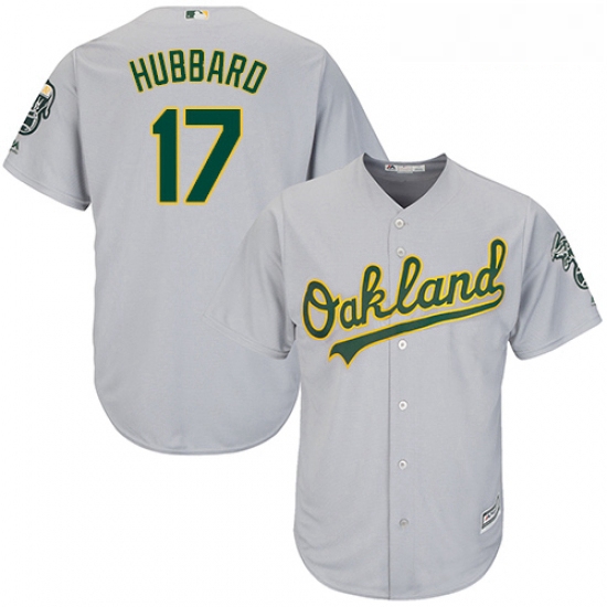 Youth Majestic Oakland Athletics 17 Glenn Hubbard Authentic Grey Road Cool Base MLB Jersey