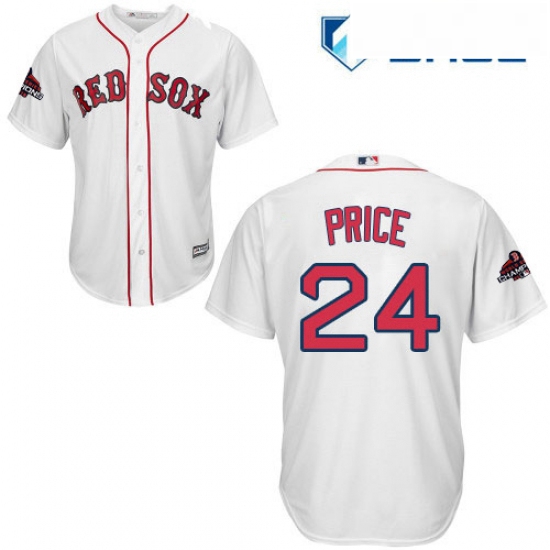 Youth Majestic Boston Red Sox 24 David Price Authentic White Home Cool Base 2018 World Series Champi