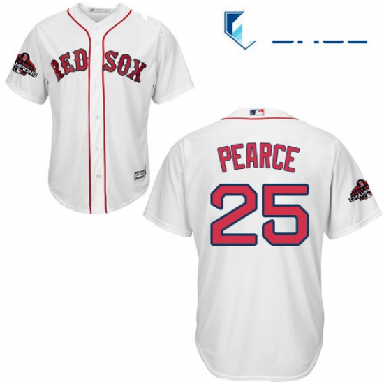 Youth Majestic Boston Red Sox 25 Steve Pearce Authentic White Home Cool Base 2018 World Series Champ