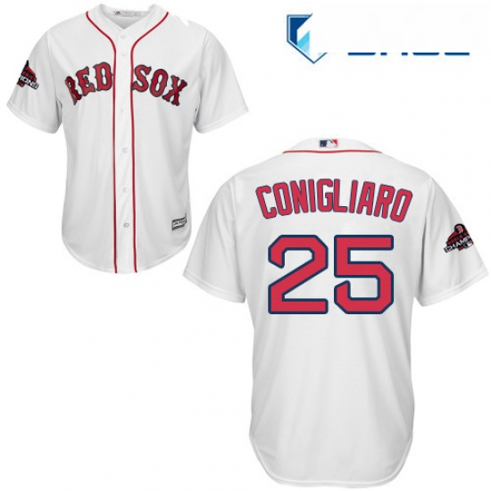 Youth Majestic Boston Red Sox 25 Tony Conigliaro Authentic White Home Cool Base 2018 World Series Ch