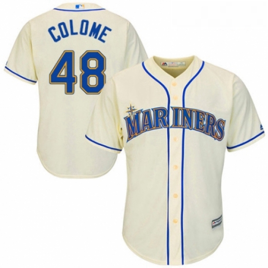 Youth Majestic Seattle Mariners 48 Alex Colome Replica Cream Alternate Cool Base MLB Jersey