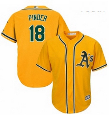 Youth Majestic Oakland Athletics 18 Chad Pinder Authentic Gold Alternate 2 Cool Base MLB Jersey