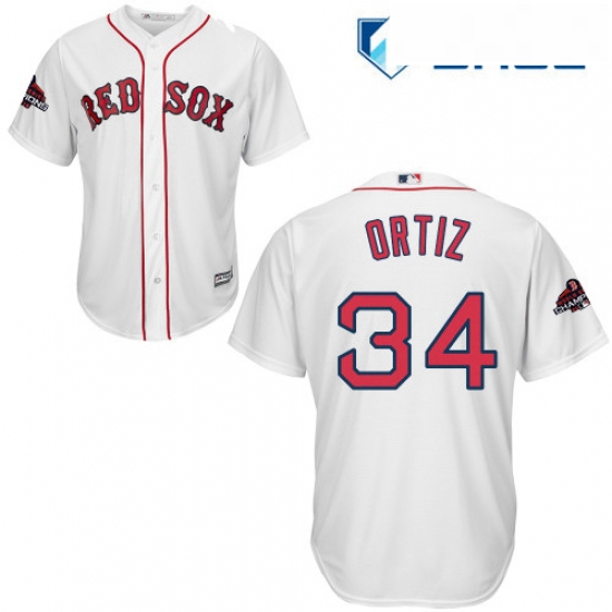 Youth Majestic Boston Red Sox 34 David Ortiz Authentic White Home Cool Base 2018 World Series Champi