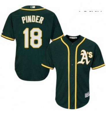 Youth Majestic Oakland Athletics 18 Chad Pinder Authentic Green Alternate 1 Cool Base MLB Jersey