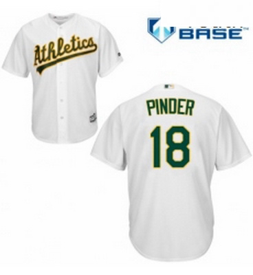 Youth Majestic Oakland Athletics 18 Chad Pinder Authentic White Home Cool Base MLB Jersey