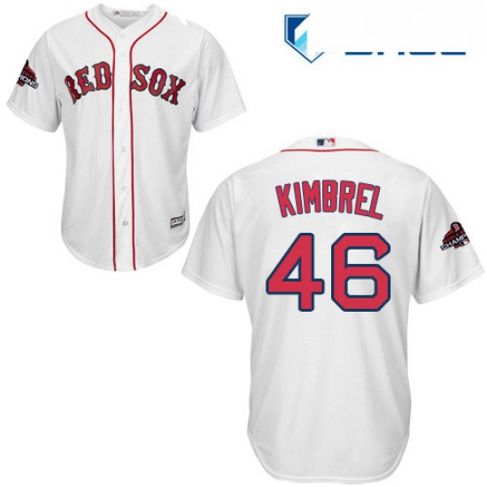 Youth Majestic Boston Red Sox 46 Craig Kimbrel Authentic White Home Cool Base 2018 World Series Cham