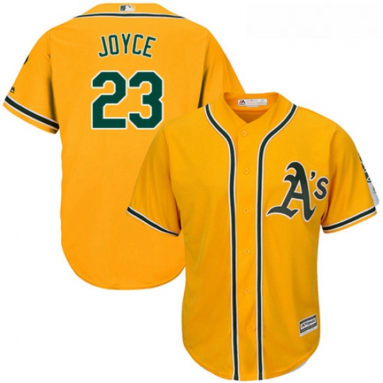 Youth Majestic Oakland Athletics 23 Matt Joyce Authentic Gold Alternate 2 Cool Base MLB Jersey