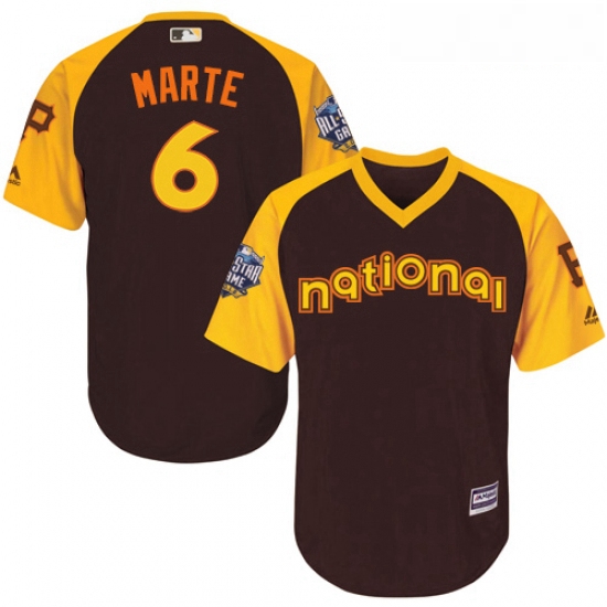 Youth Majestic Pittsburgh Pirates 6 Starling Marte Authentic Brown 2016 All Star National League BP 