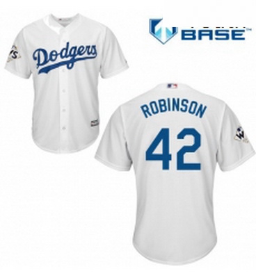 Youth Majestic Los Angeles Dodgers 42 Jackie Robinson Authentic White Home 2017 World Series Bound C