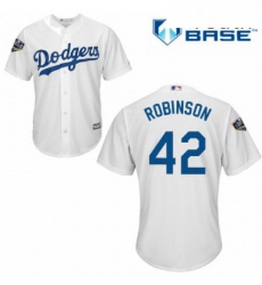 Youth Majestic Los Angeles Dodgers 42 Jackie Robinson Authentic White Home Cool Base 2018 World Seri