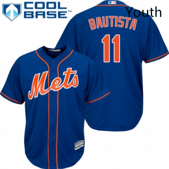 Youth Majestic New York Mets 11 Jose Bautista Authentic Royal Blue Alternate Home Cool Base MLB Jers