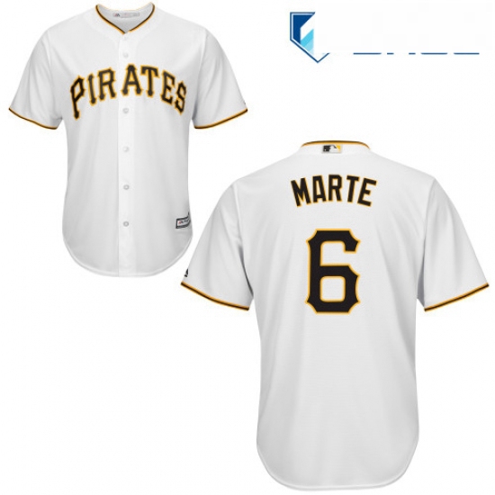 Youth Majestic Pittsburgh Pirates 6 Starling Marte Authentic White Home Cool Base MLB Jersey