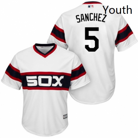 Youth Majestic Chicago White Sox 5 Yolmer Sanchez Authentic White 2013 Alternate Home Cool Base MLB 