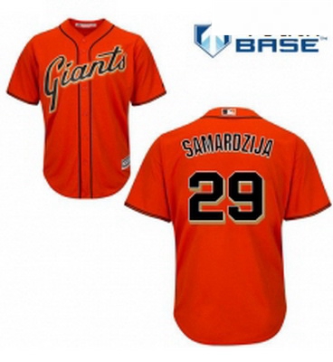 Youth Majestic San Francisco Giants 29 Jeff Samardzija Authentic Orange Alternate Cool Base MLB Jers