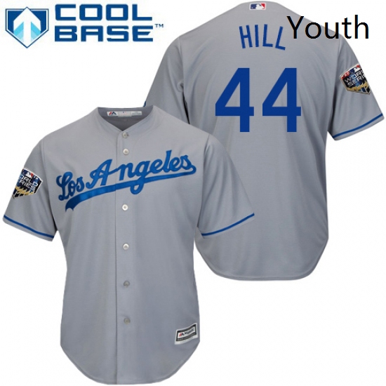 Youth Majestic Los Angeles Dodgers 44 Rich Hill Authentic Grey Road Cool Base 2018 World Series MLB 