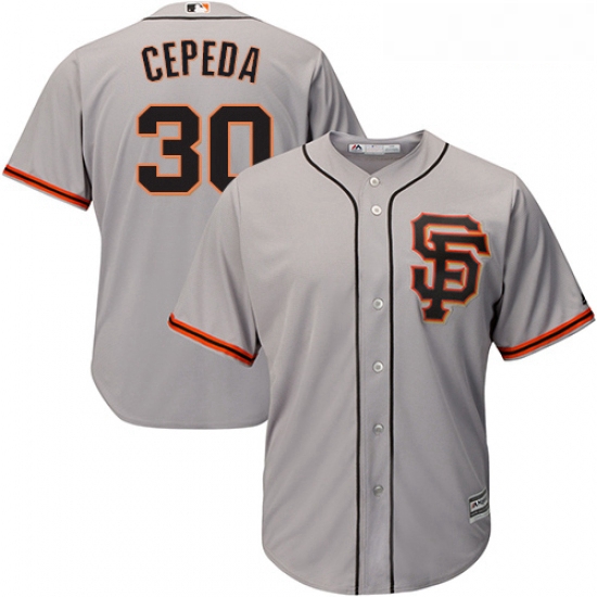 Youth Majestic San Francisco Giants 30 Orlando Cepeda Authentic Grey Road 2 Cool Base MLB Jersey