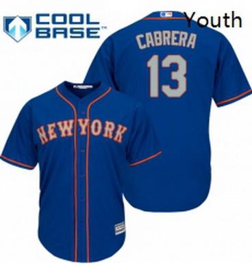 Youth Majestic New York Mets 13 Asdrubal Cabrera Authentic Royal Blue Alternate Road Cool Base MLB J