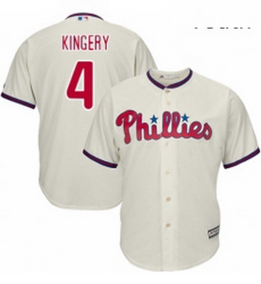 Youth Majestic Philadelphia Phillies 4 Scott Kingery Authentic Cream Alternate Cool Base MLB Jersey