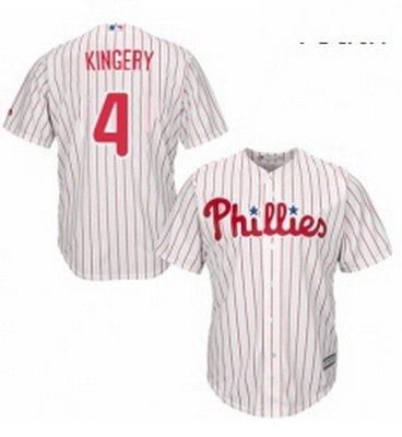 Youth Majestic Philadelphia Phillies 4 Scott Kingery Authentic WhiteRed Strip Home Cool Base MLB Jer