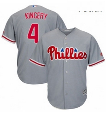 Youth Majestic Philadelphia Phillies 4 Scott Kingery Replica Grey Road Cool Base MLB Jersey