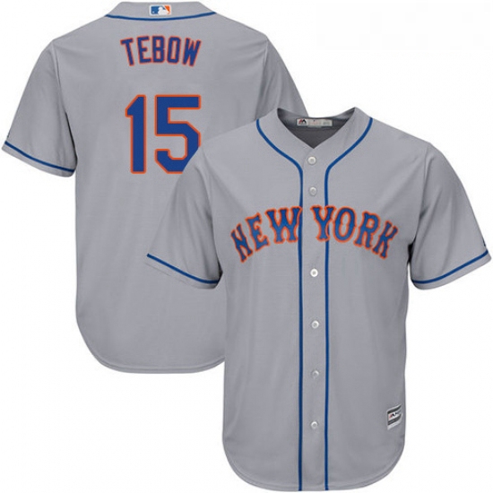 Youth Majestic New York Mets 15 Tim Tebow Authentic Grey Road Co