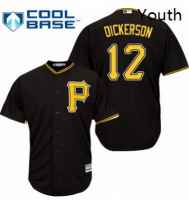 Youth Majestic Pittsburgh Pirates 12 Corey Dickerson Authentic Black Alternate Cool Base MLB Jersey