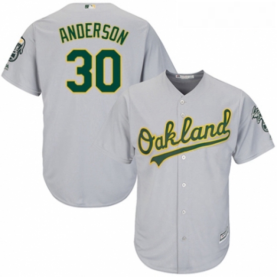 Youth Majestic Oakland Athletics 30 Brett Anderson Authentic Grey Road Cool Base MLB Jersey