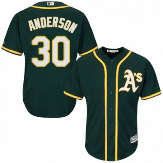 Youth Majestic Oakland Athletics 30 Brett Anderson Replica Green Alternate 1 Cool Base MLB Jersey