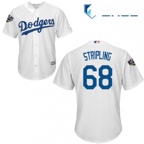 Youth Majestic Los Angeles Dodgers 68 Ross Stripling Authentic White Home Cool Base 2018 World Serie