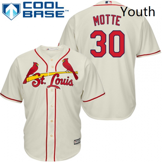 Youth Majestic St Louis Cardinals 30 Jason Motte Authentic Cream