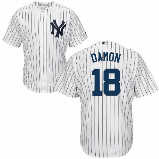 Youth Majestic New York Yankees 18 Johnny Damon Replica White Home MLB Jersey